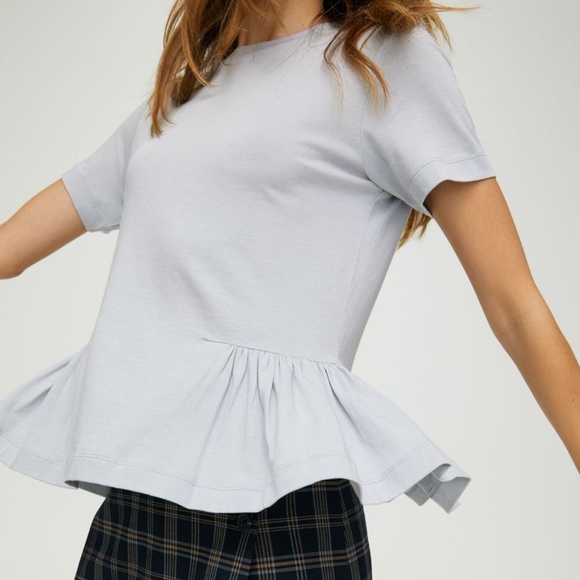 Sunday Best Tops - Sunday Best "Minerva" Baby Blue Peplum Tee